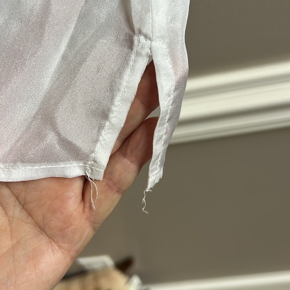 Ruth Anthropologie White Ruffle Tie Front Short Sleeve Blouse Size 4 - Picture 8 of 8